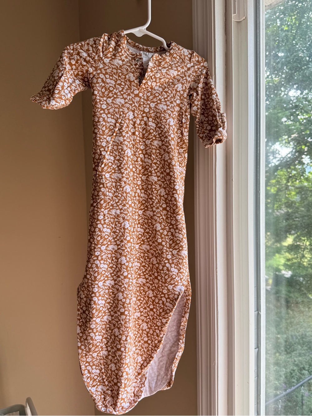Mebie Baby Floral Print Nightgown in Rust and White
